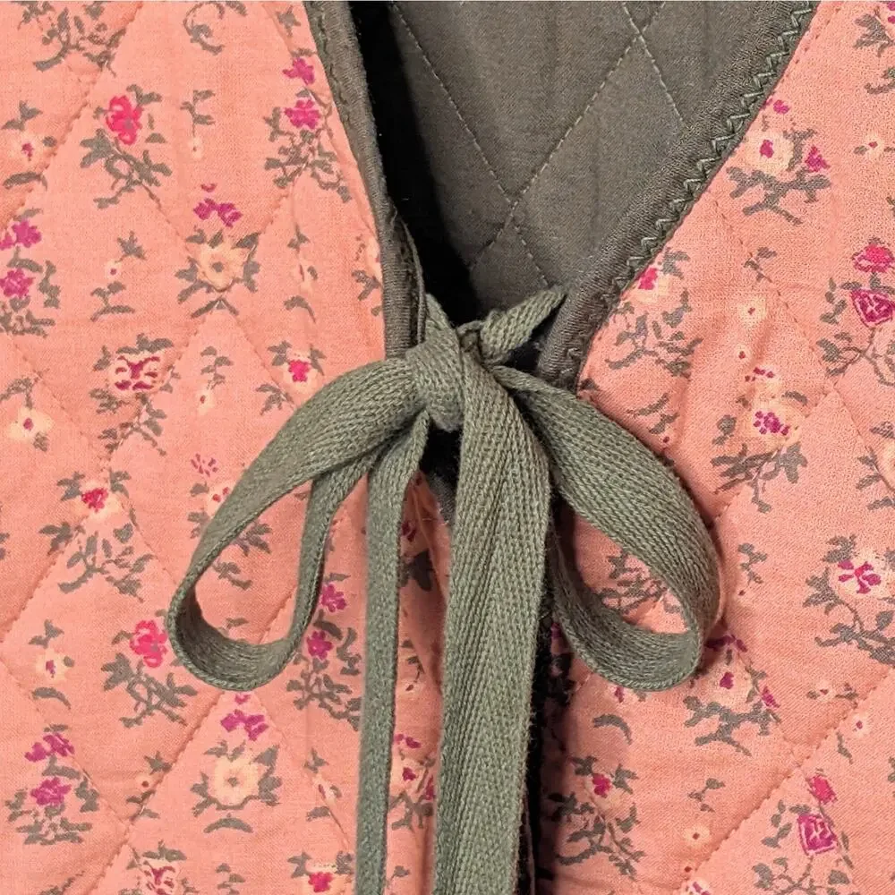 Free People Claudine Vest Medium Quilted Floral Boho Cottagecore Candied Melon